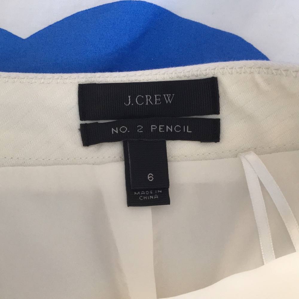 J Crew White Bi-Stretch Cotton No.2 Pencil Skirt, Size 6 - Picture 3 of 8